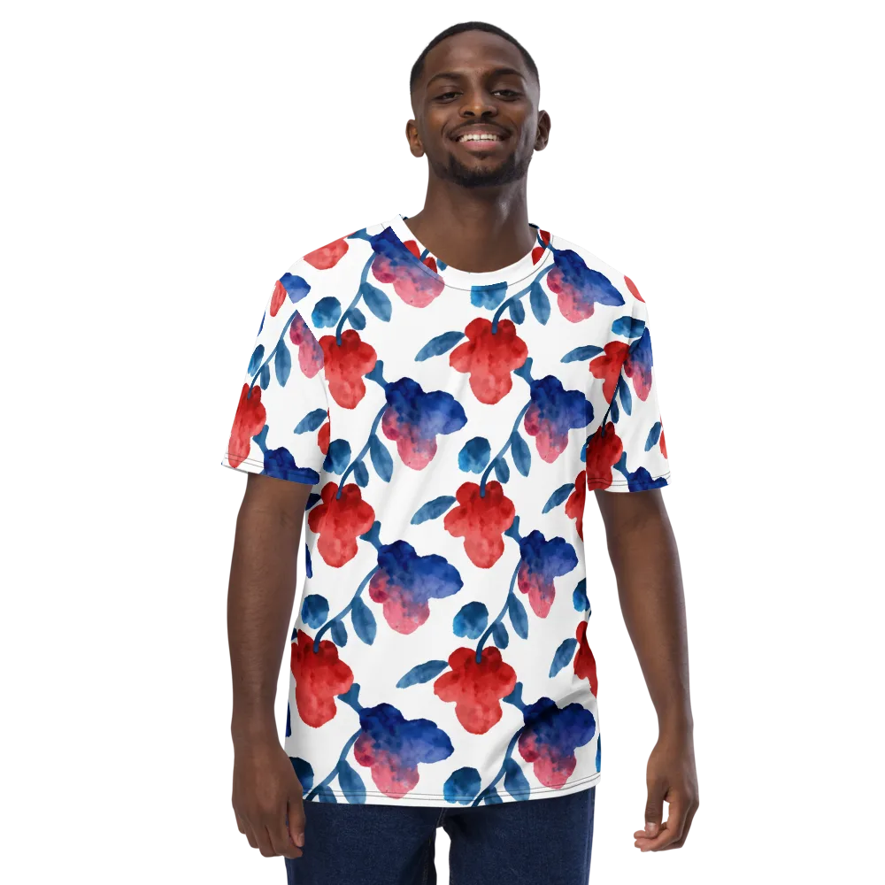 Blue Bloom Reverie on Men's Crew Neck T-Shirt — Back print