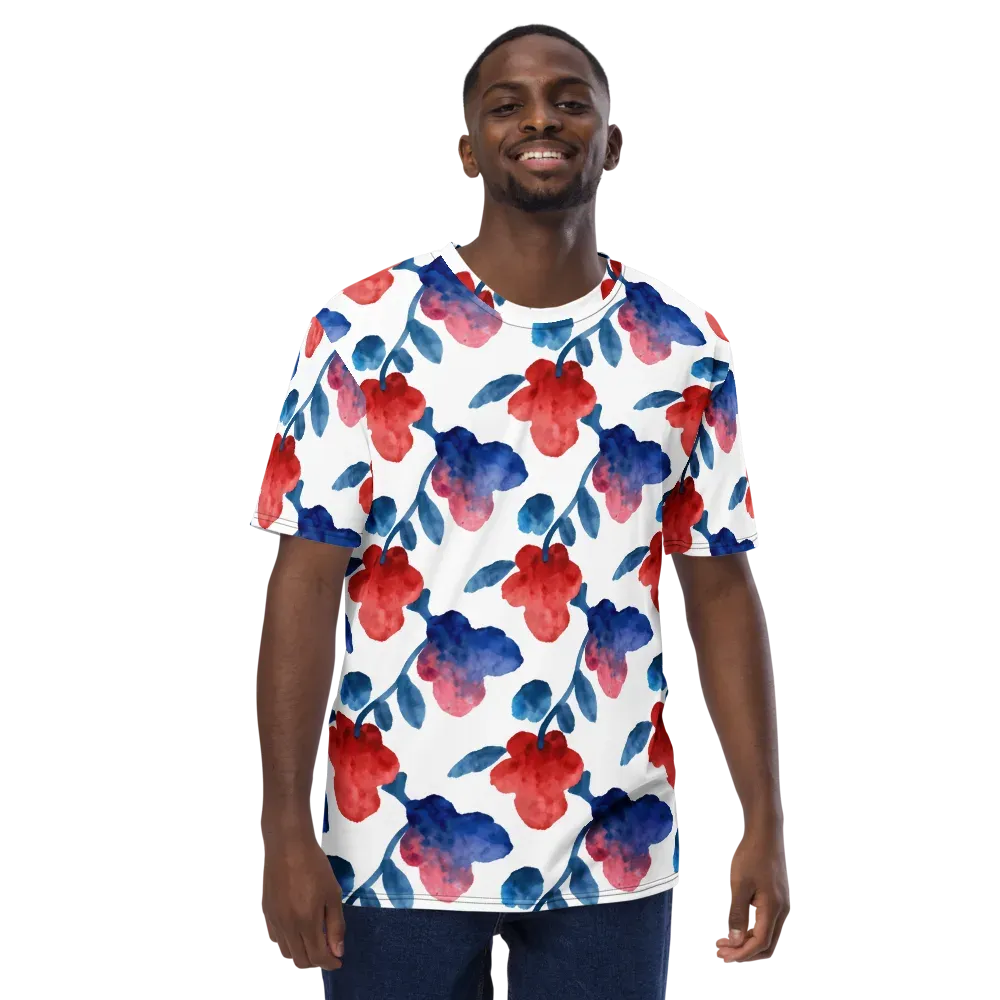 Blue Bloom Reverie on Men's Crew Neck T-Shirt — Back print