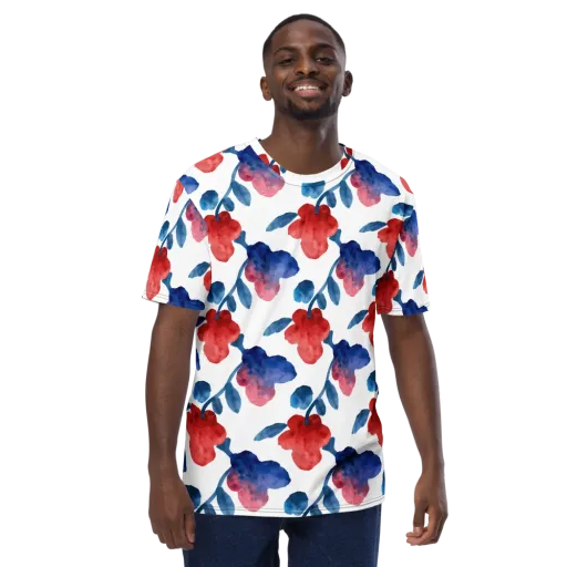 Blue Bloom Reverie on a Men's Crew Neck T-Shirt