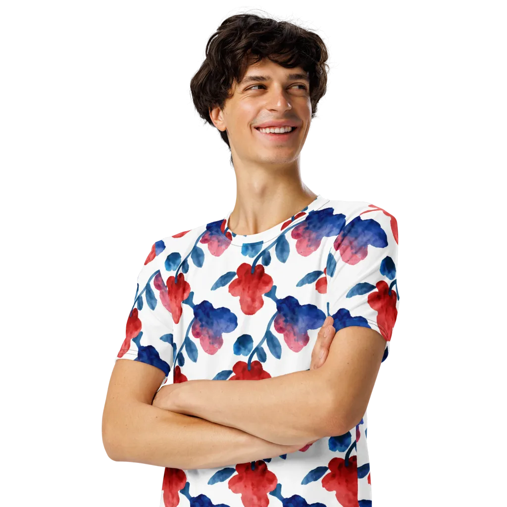 Blue Bloom Reverie on Men's Crew Neck T-Shirt — Front print