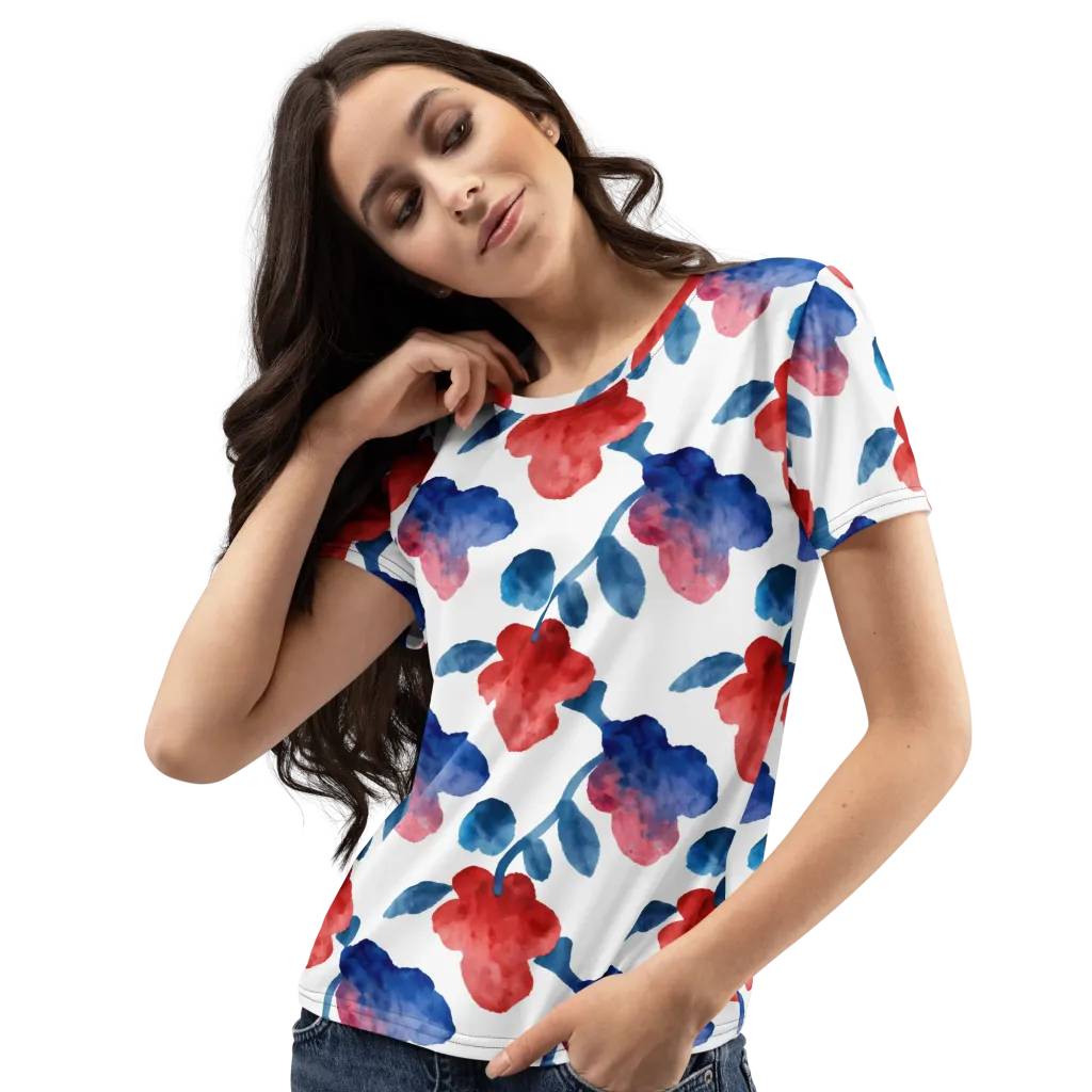 Blue Bloom Reverie on Women's Crew Neck T-Shirt — Print file