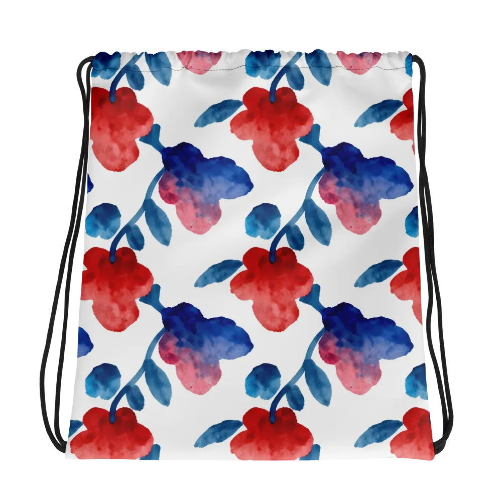 Blue Bloom Reverie on Drawstring Bag — Mockup