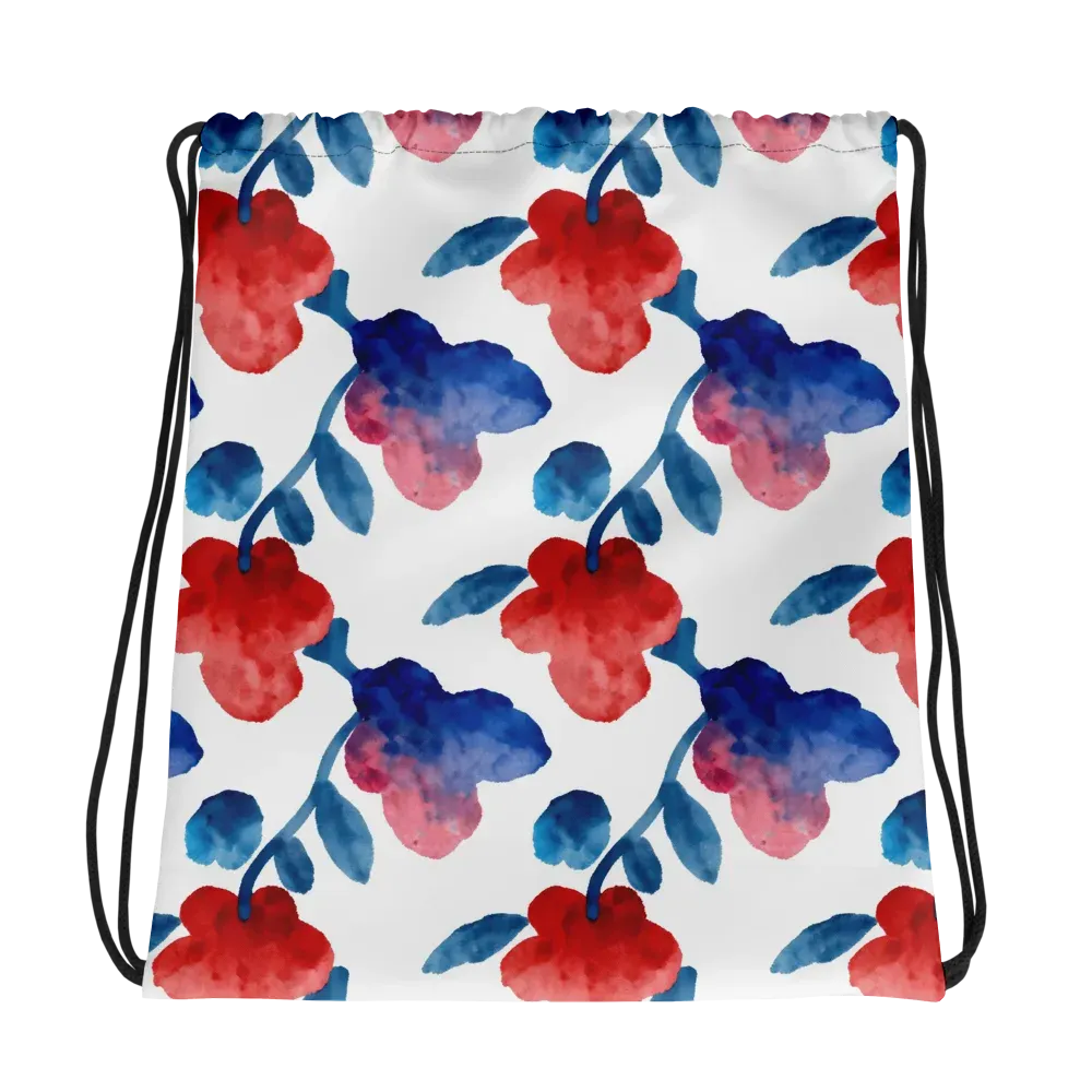 Blue Bloom Reverie on Drawstring Bag — Mockup