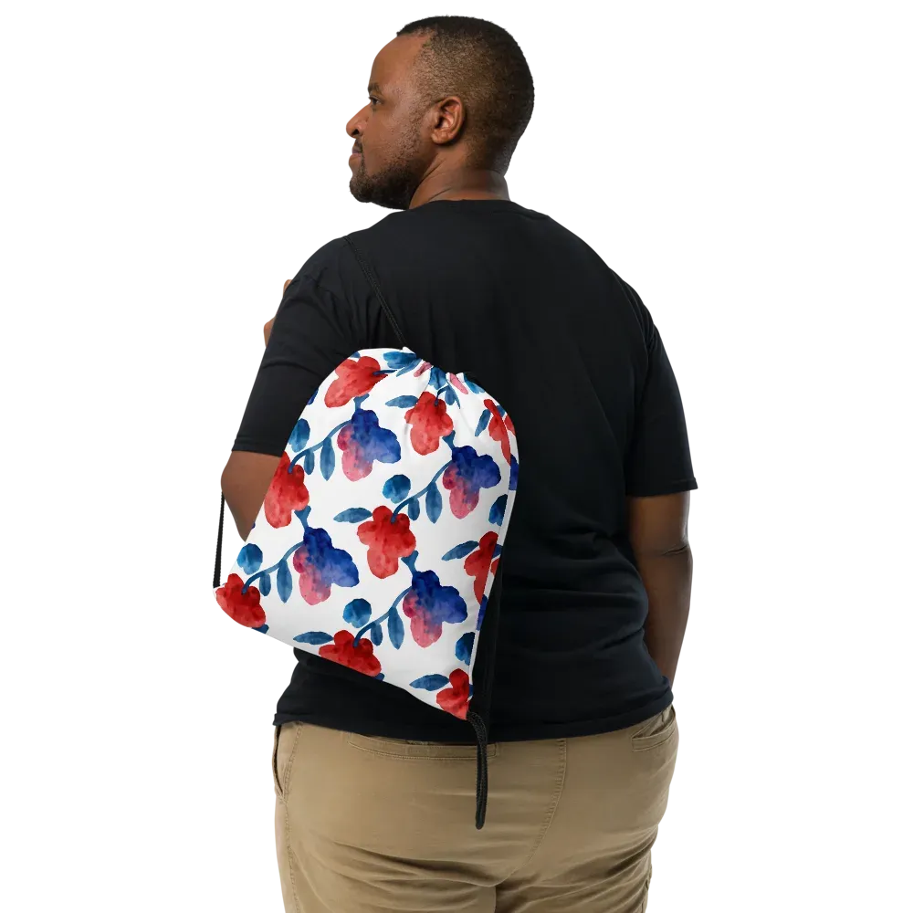 Blue Bloom Reverie on Drawstring Bag — Print file