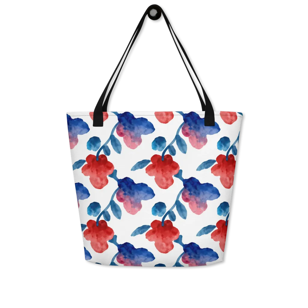 Blue Bloom Reverie on Large Tote Bag W/ Pocket — Print file