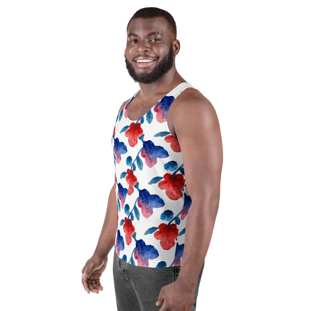 Blue Bloom Reverie on Men's Tank Top — Left Front
