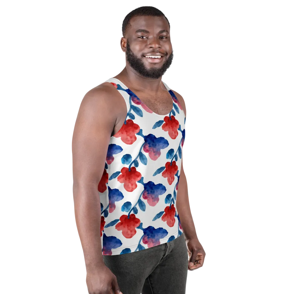 Blue Bloom Reverie on Men's Tank Top — Right Front