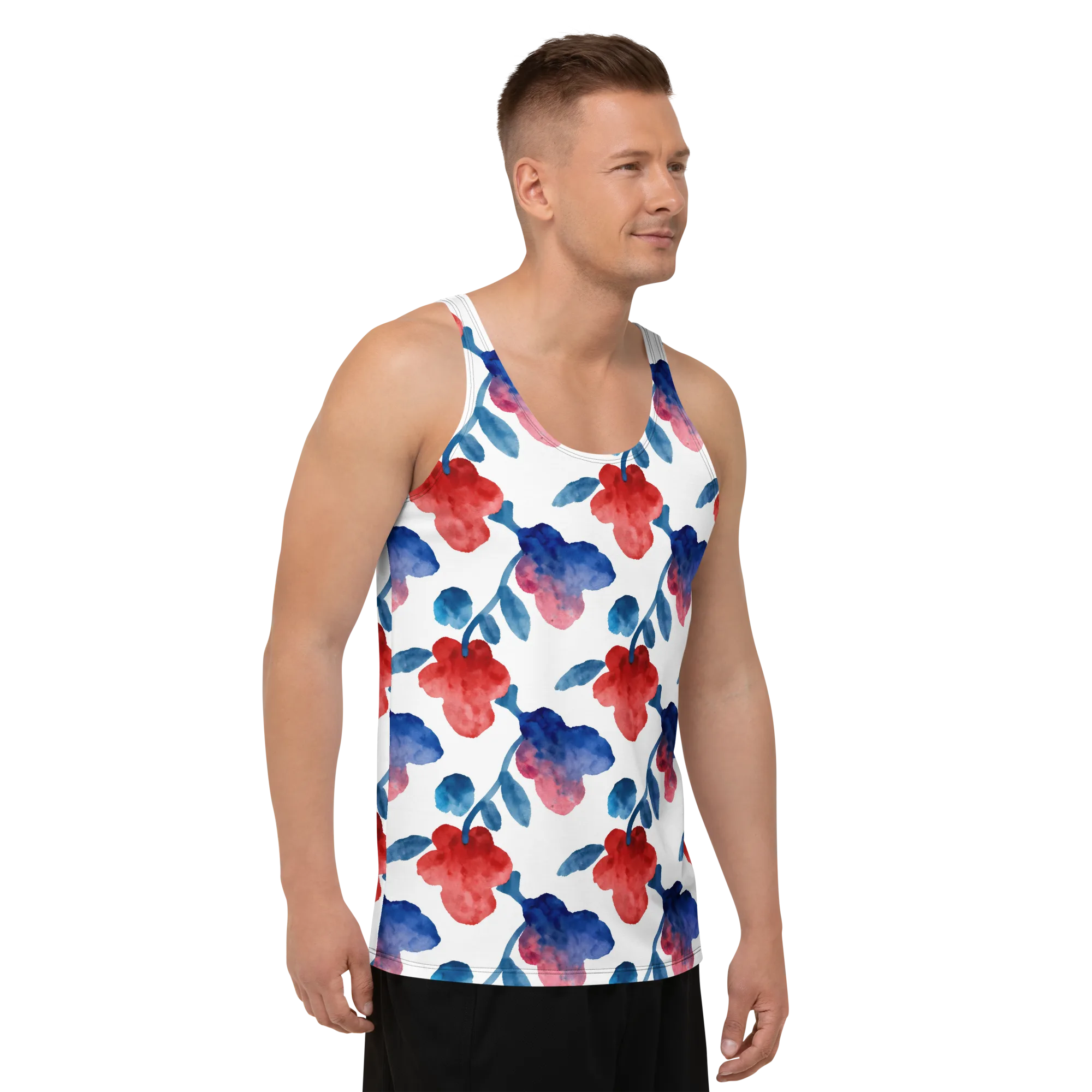Blue Bloom Reverie on Men's Tank Top — Front print