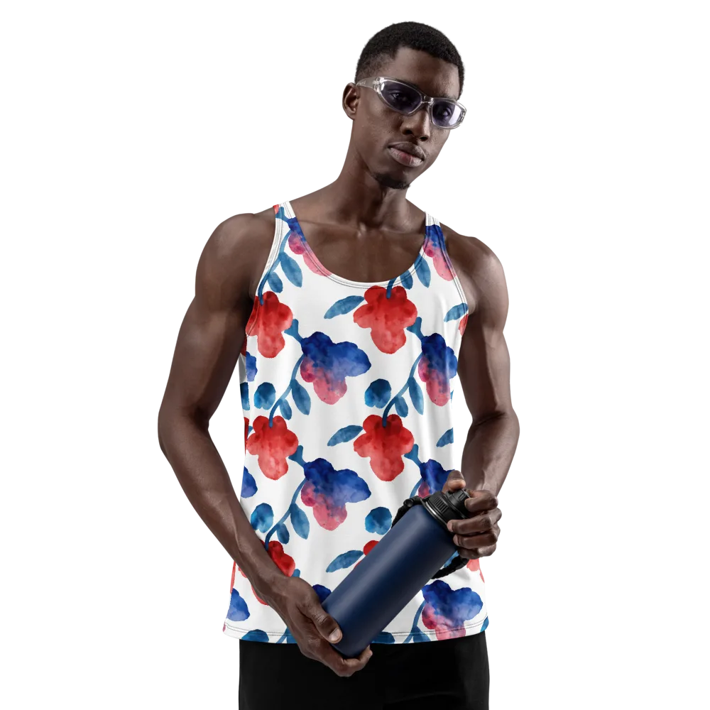 Blue Bloom Reverie on Men's Tank Top — Back print