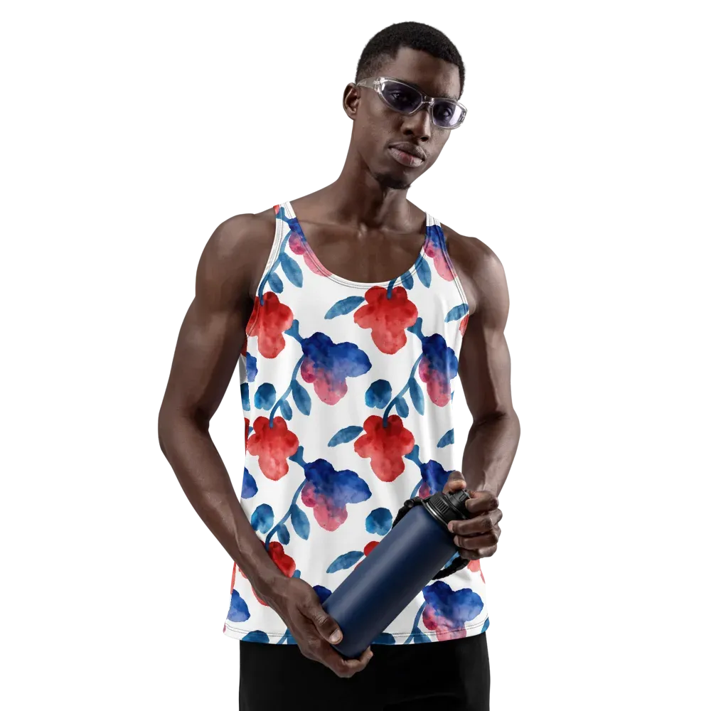 Blue Bloom Reverie on Men's Tank Top — Back print