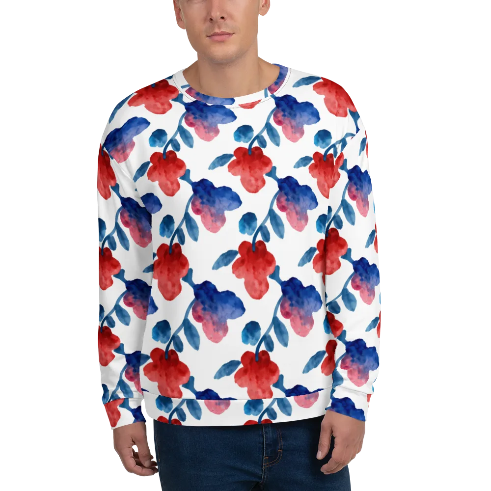 Blue Bloom Reverie on Sweatshirt — Front