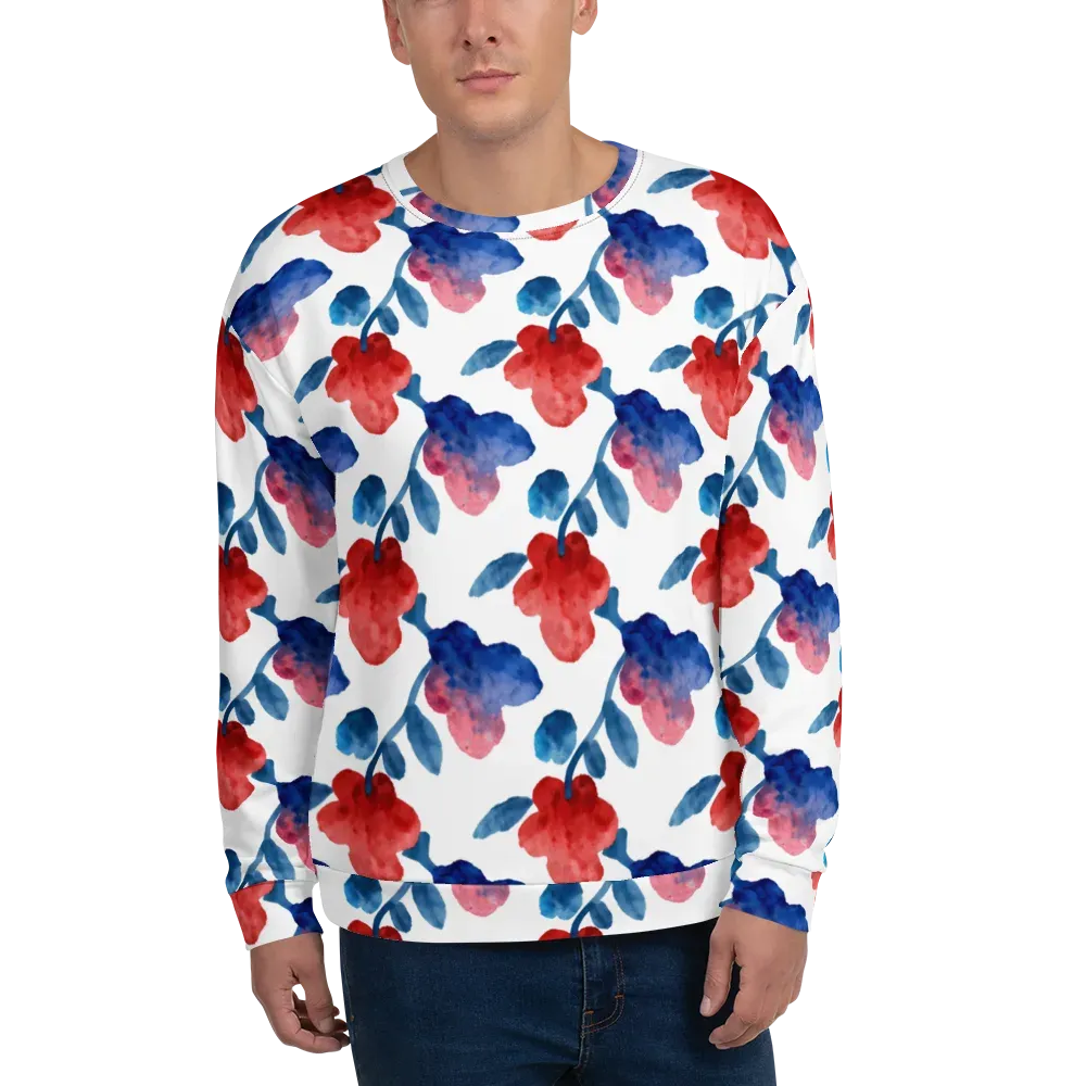 Blue Bloom Reverie on Sweatshirt — Front