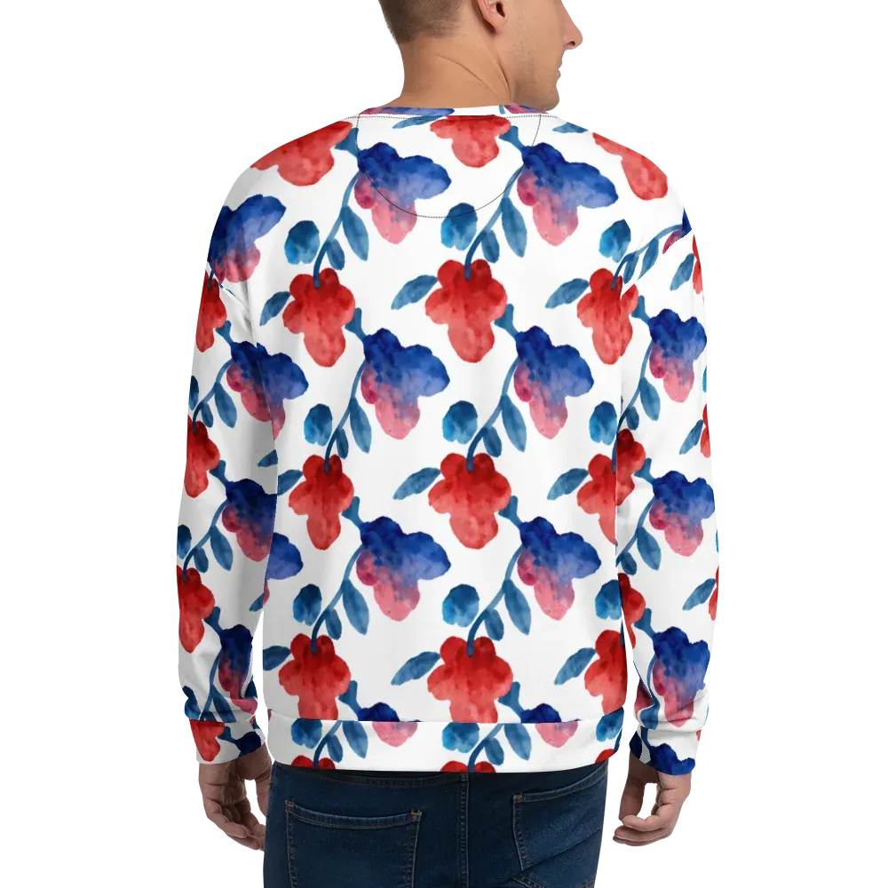 Blue Bloom Reverie on Sweatshirt — Back