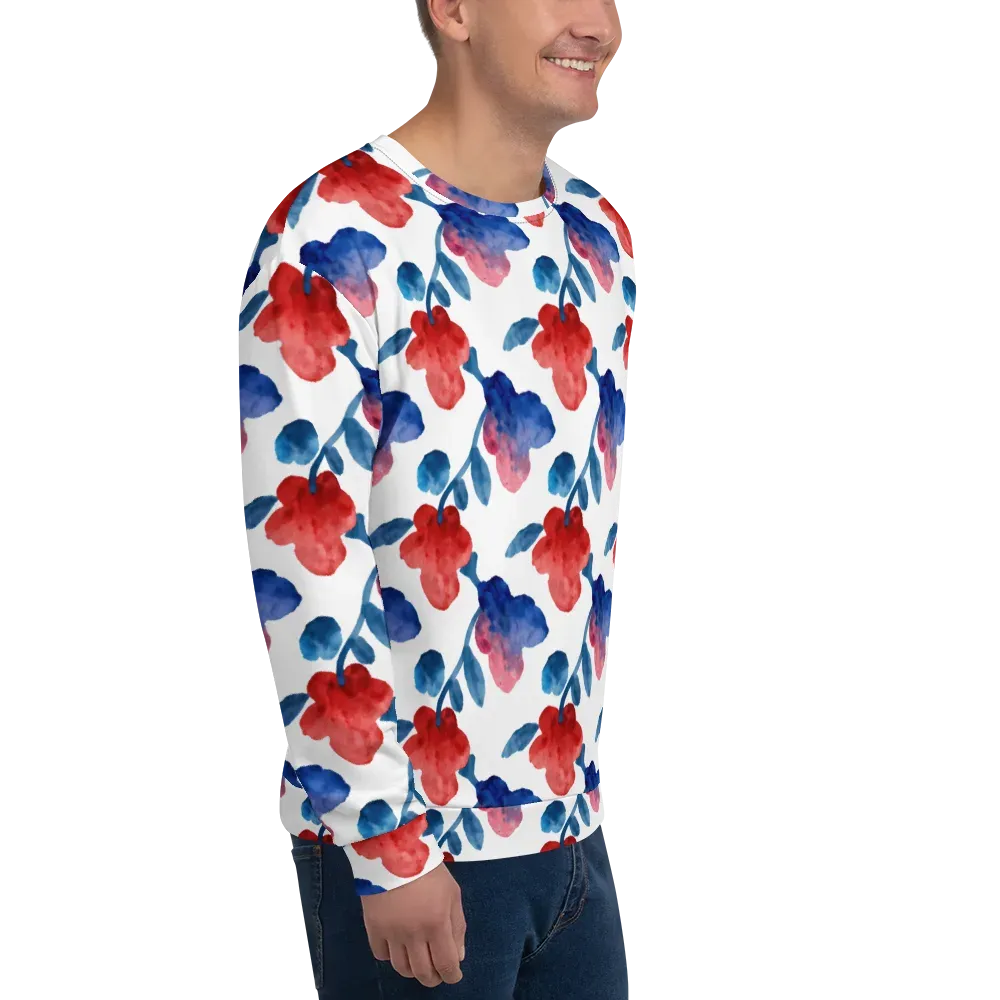 Blue Bloom Reverie on Sweatshirt — Right Front