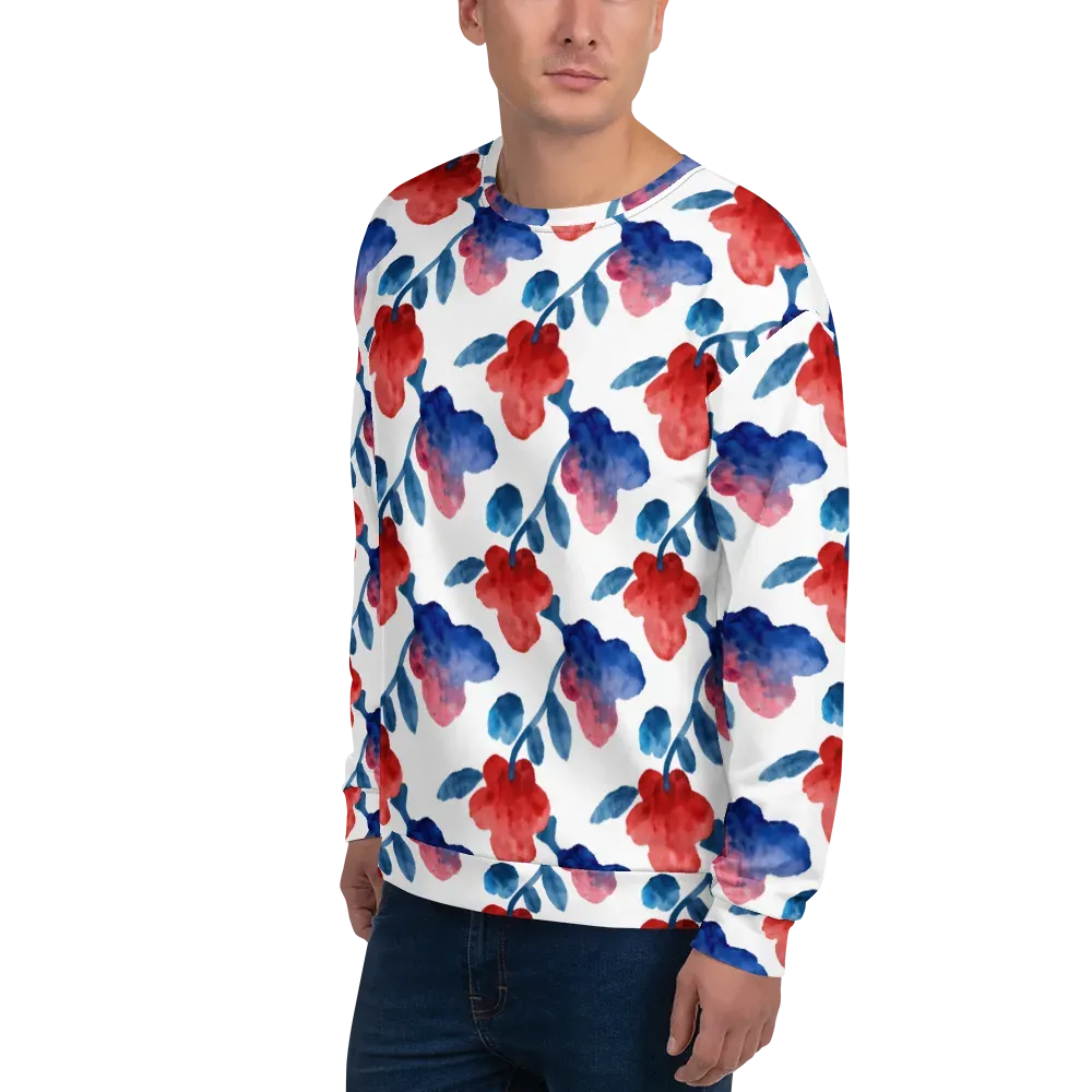 Blue Bloom Reverie on Sweatshirt — Left Front