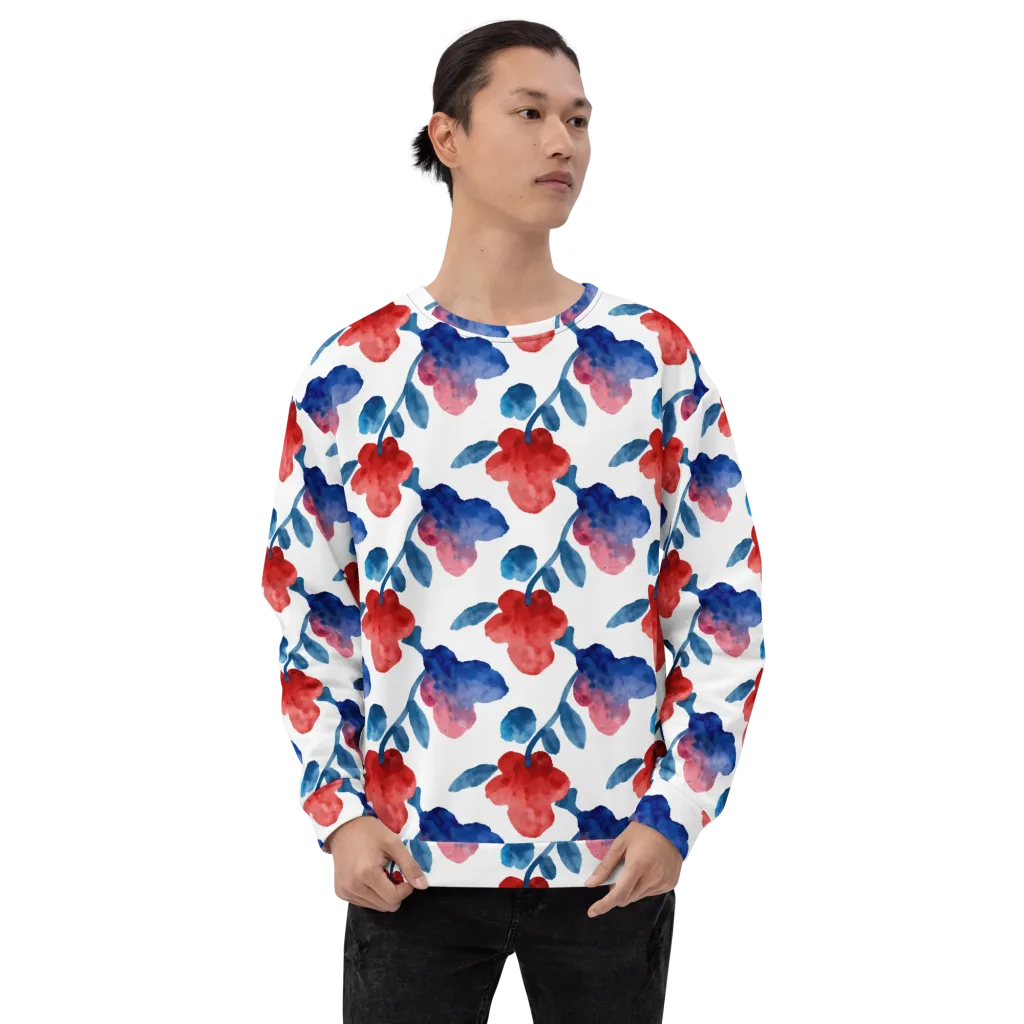 Blue Bloom Reverie on Sweatshirt — Front print