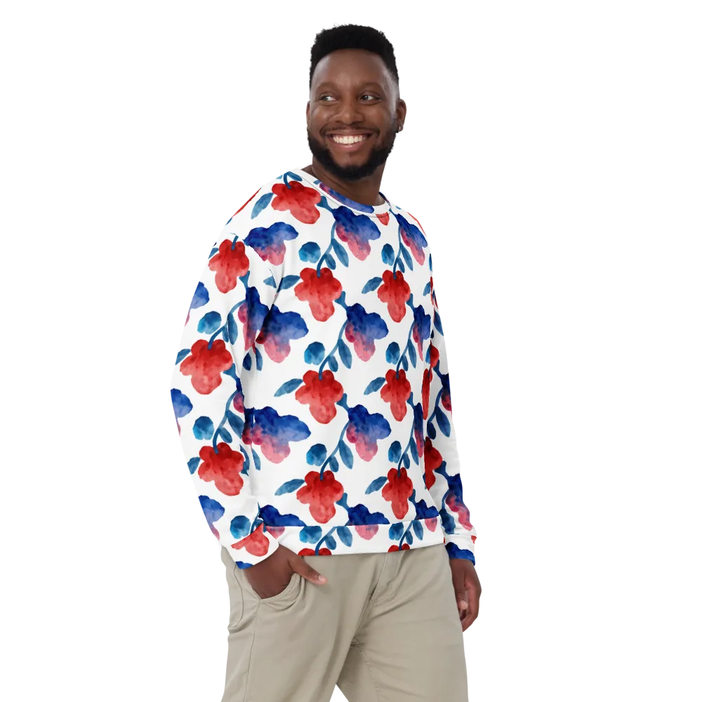 Blue Bloom Reverie on Sweatshirt — Back print