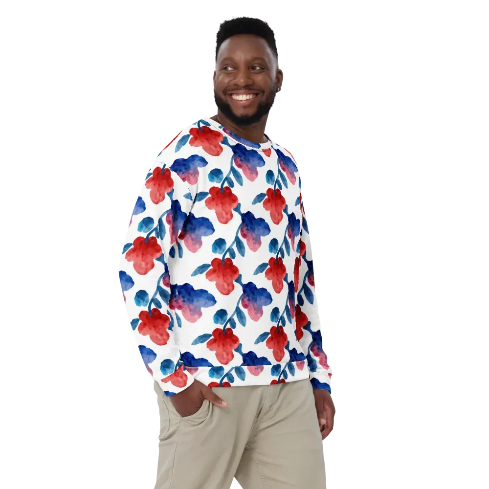 Blue Bloom Reverie on Sweatshirt — Back print
