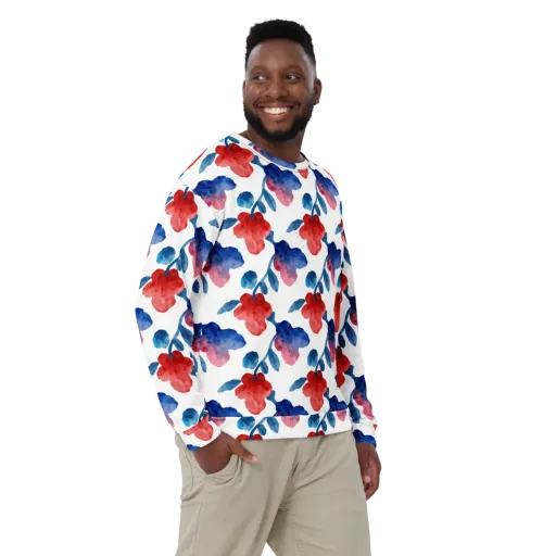 Blue Bloom Reverie on a Sweatshirt