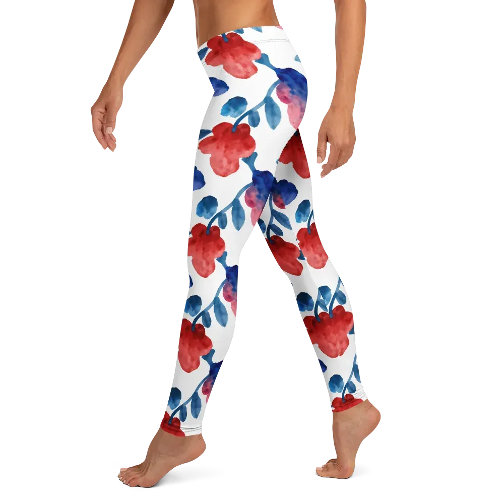 Blue Bloom Reverie on Leggings — Left