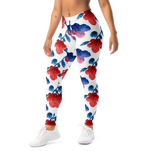 Blue Bloom Reverie on a Leggings