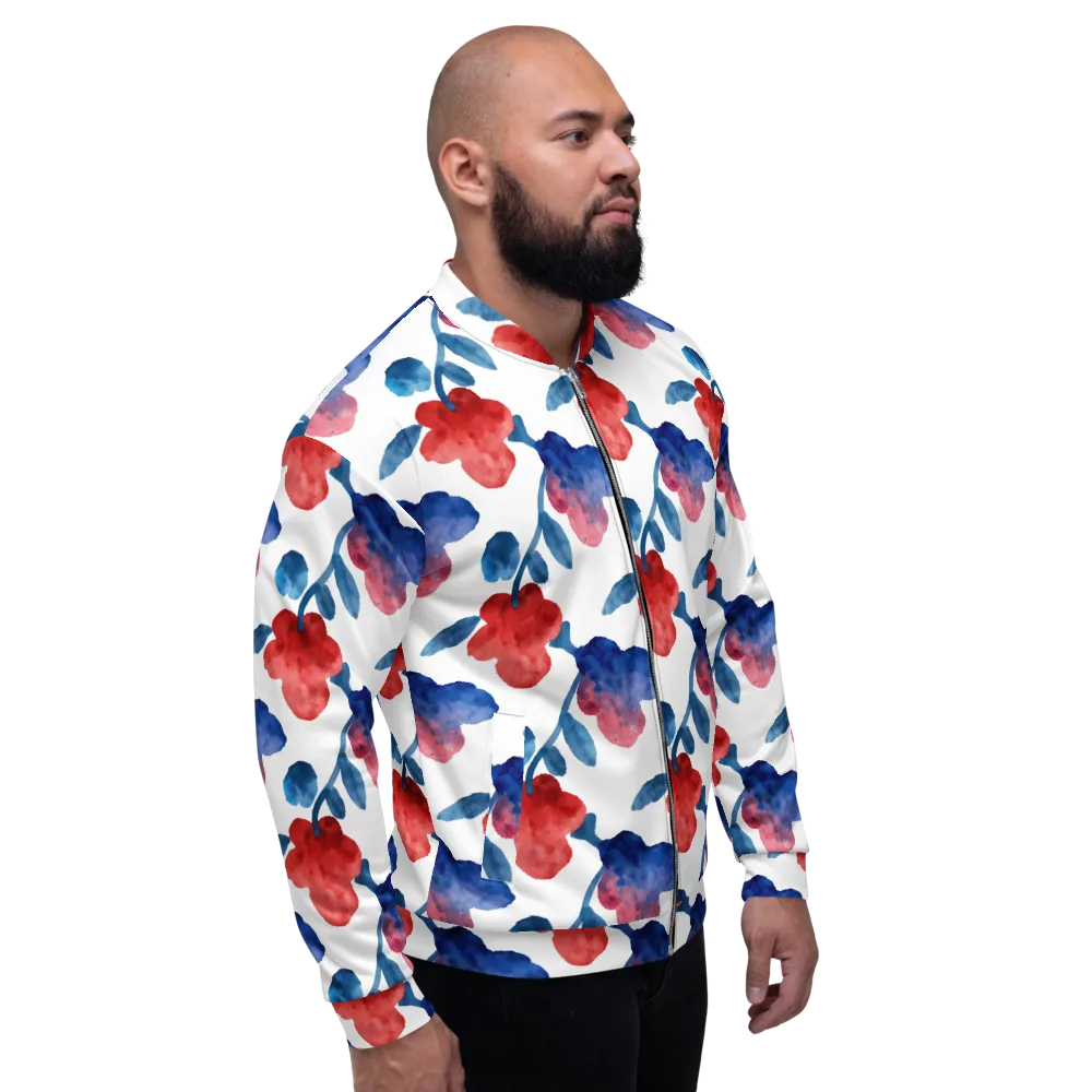 Blue Bloom Reverie on Bomber Jacket — Back print