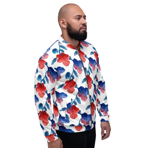 Blue Bloom Reverie on a Bomber Jacket