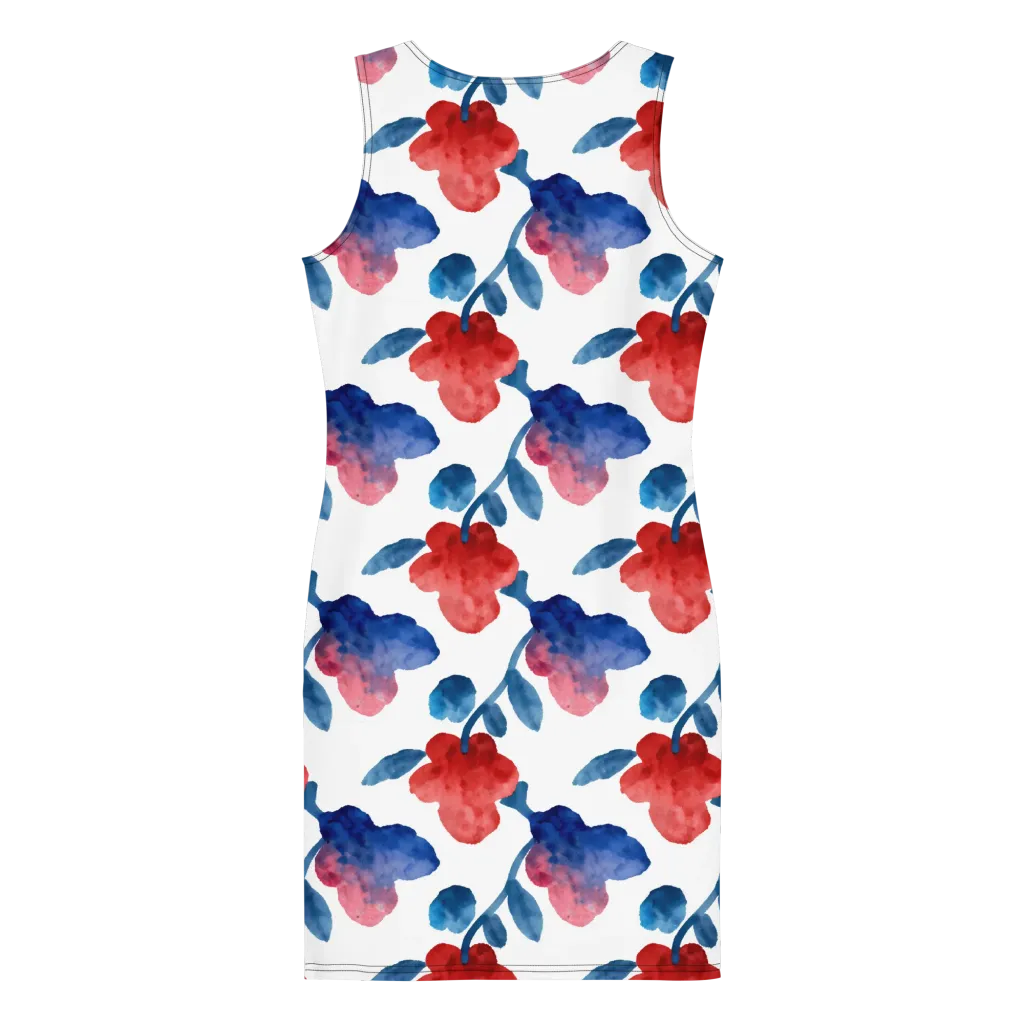 Blue Bloom Reverie on Bodycon Dress — Print file