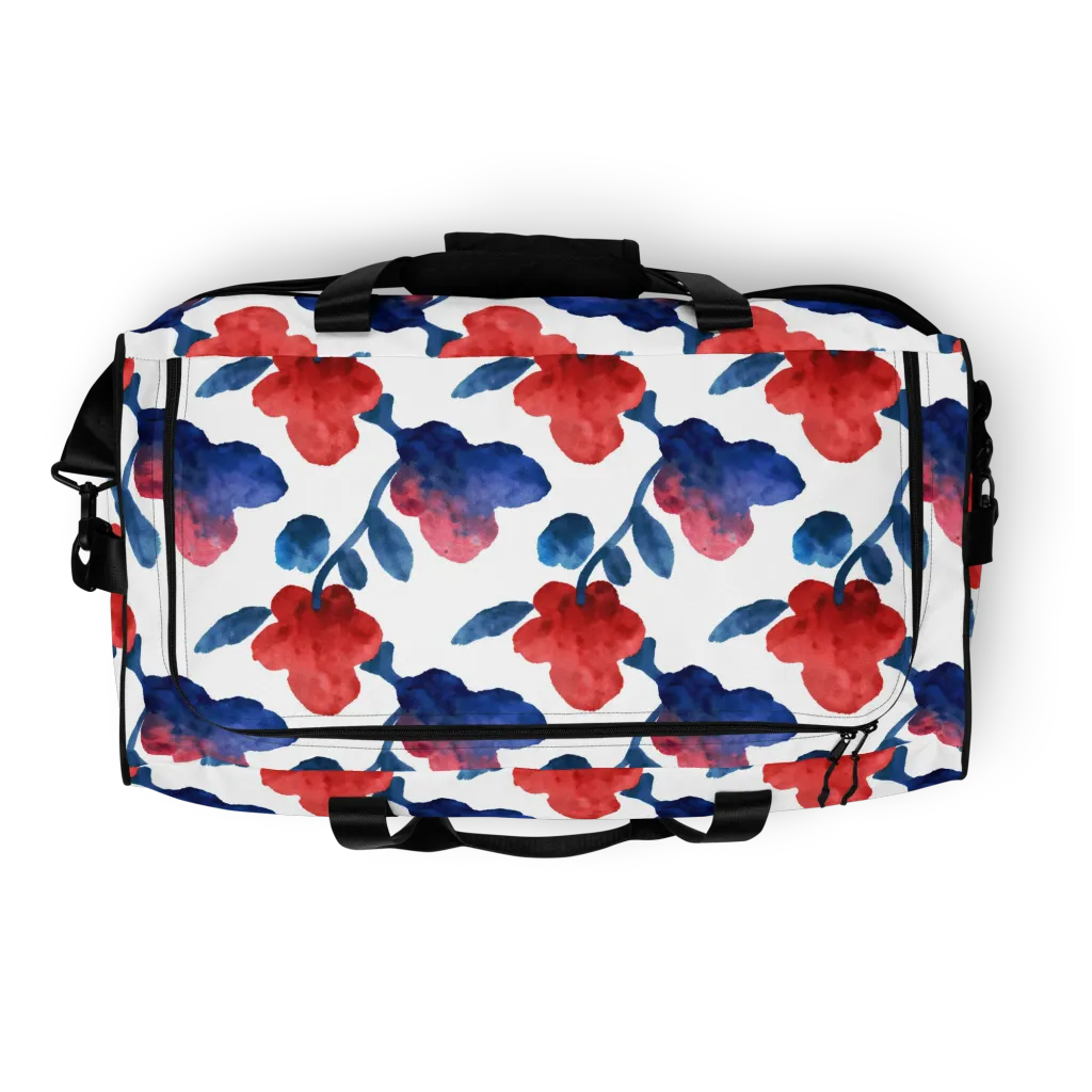 Blue Bloom Reverie on Duffle Bag — Top print