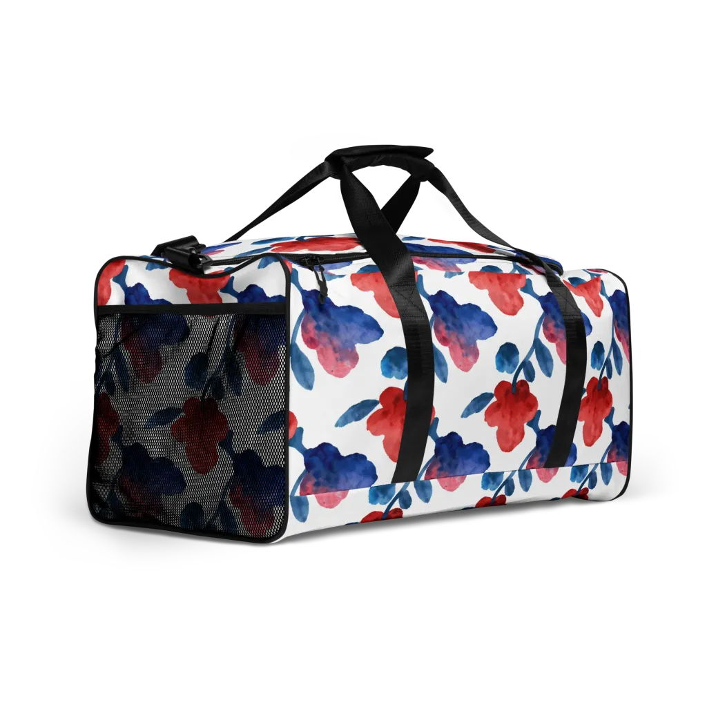 Blue Bloom Reverie on Duffle Bag — Front print