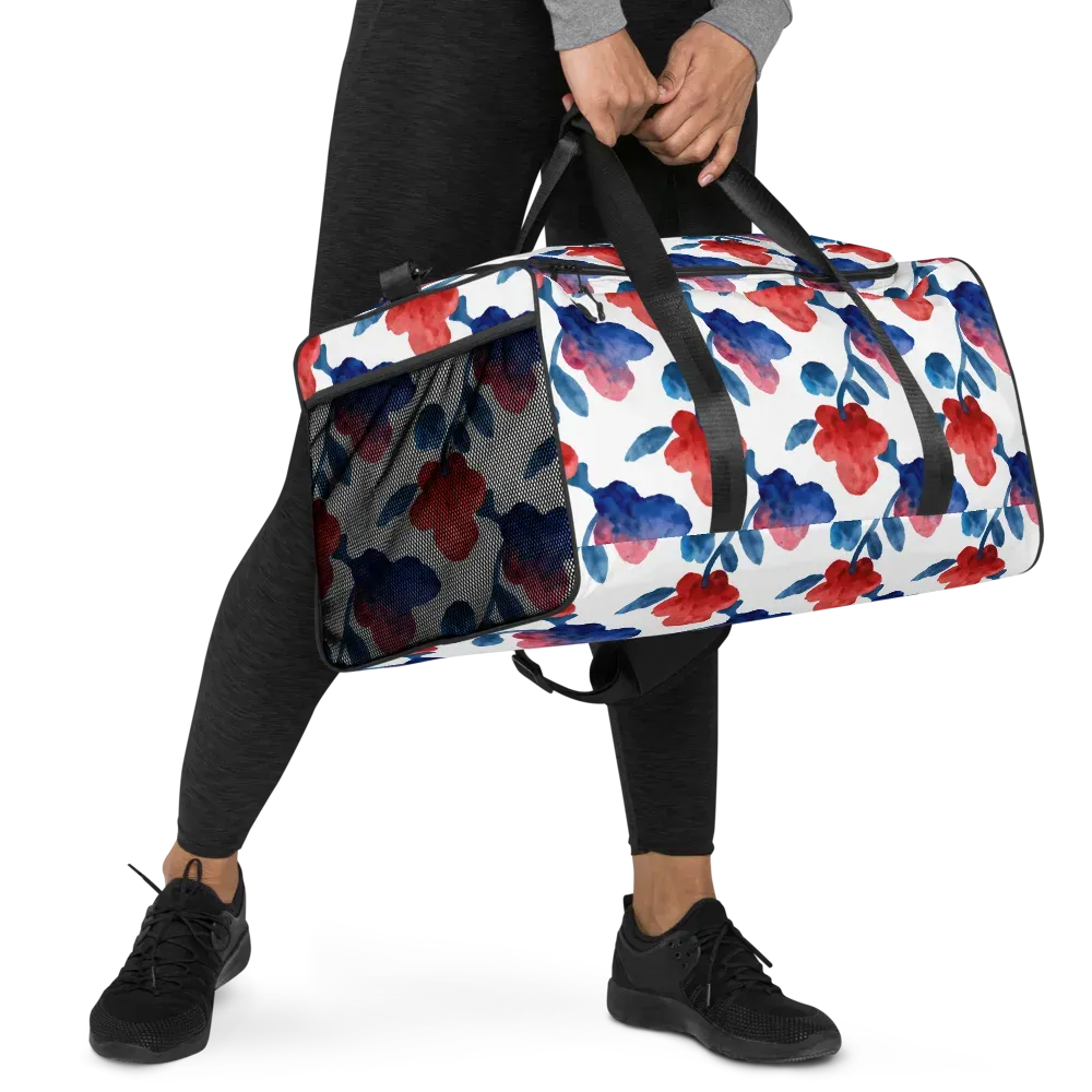 Blue Bloom Reverie on Duffle Bag — Right Front