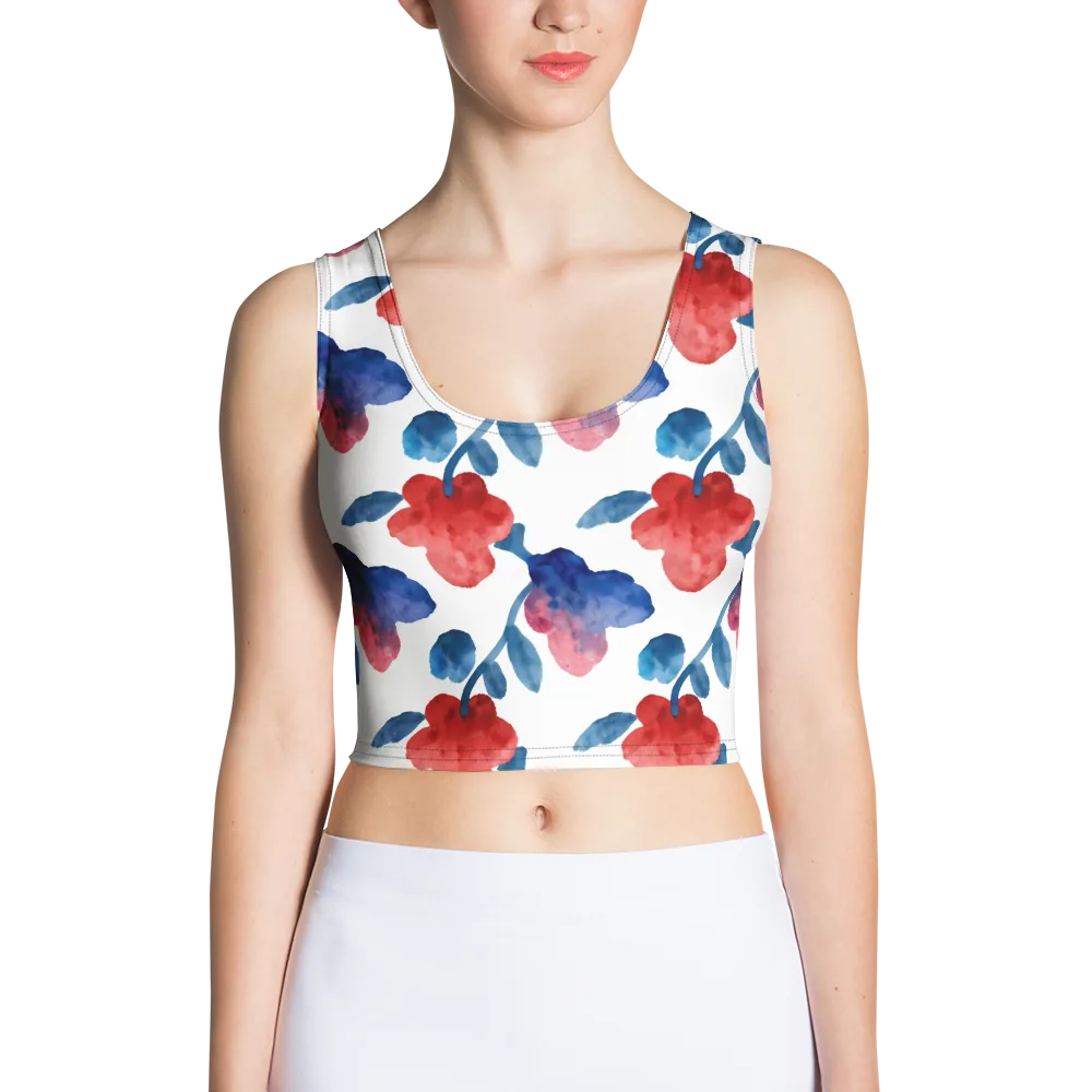 Blue Bloom Reverie on Crop Top — Front