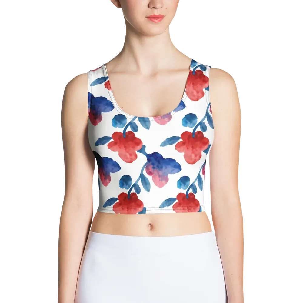 Blue Bloom Reverie on Crop Top — Front