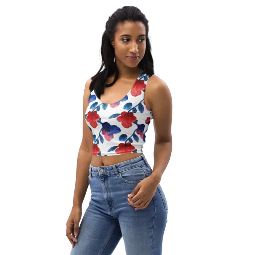 Blue Bloom Reverie on a Crop Top