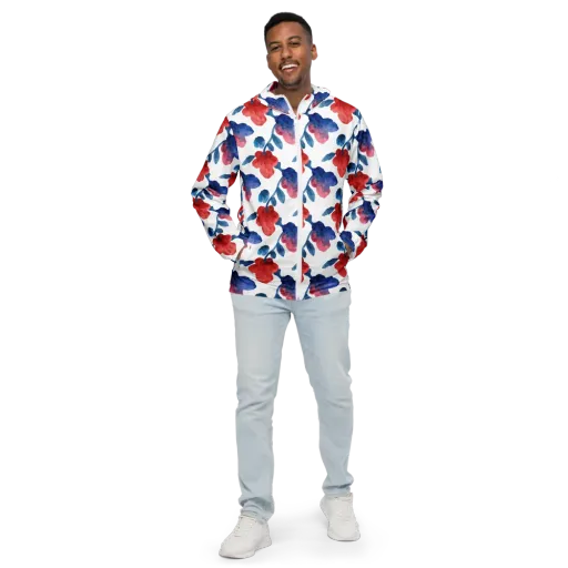 Blue Bloom Reverie on a Men's Windbreaker