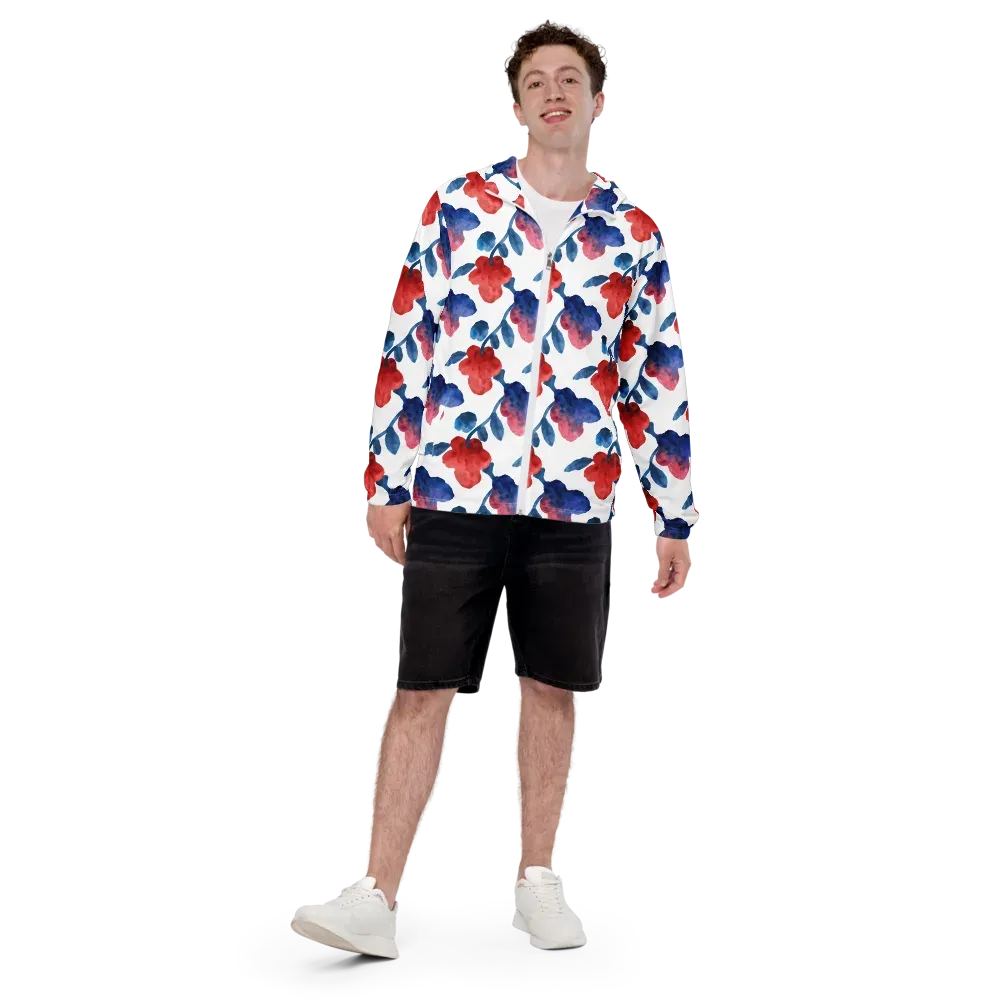 Blue Bloom Reverie on Men's Windbreaker — Back print
