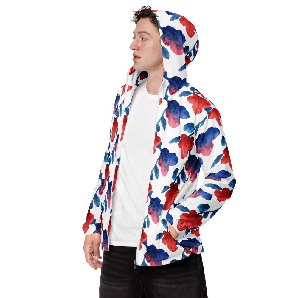 Blue Bloom Reverie on Men's Windbreaker — Left Front