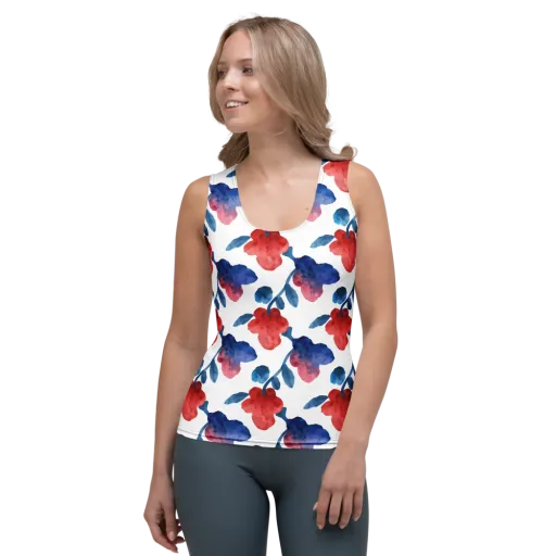 Blue Bloom Reverie on a Women's Tank Top