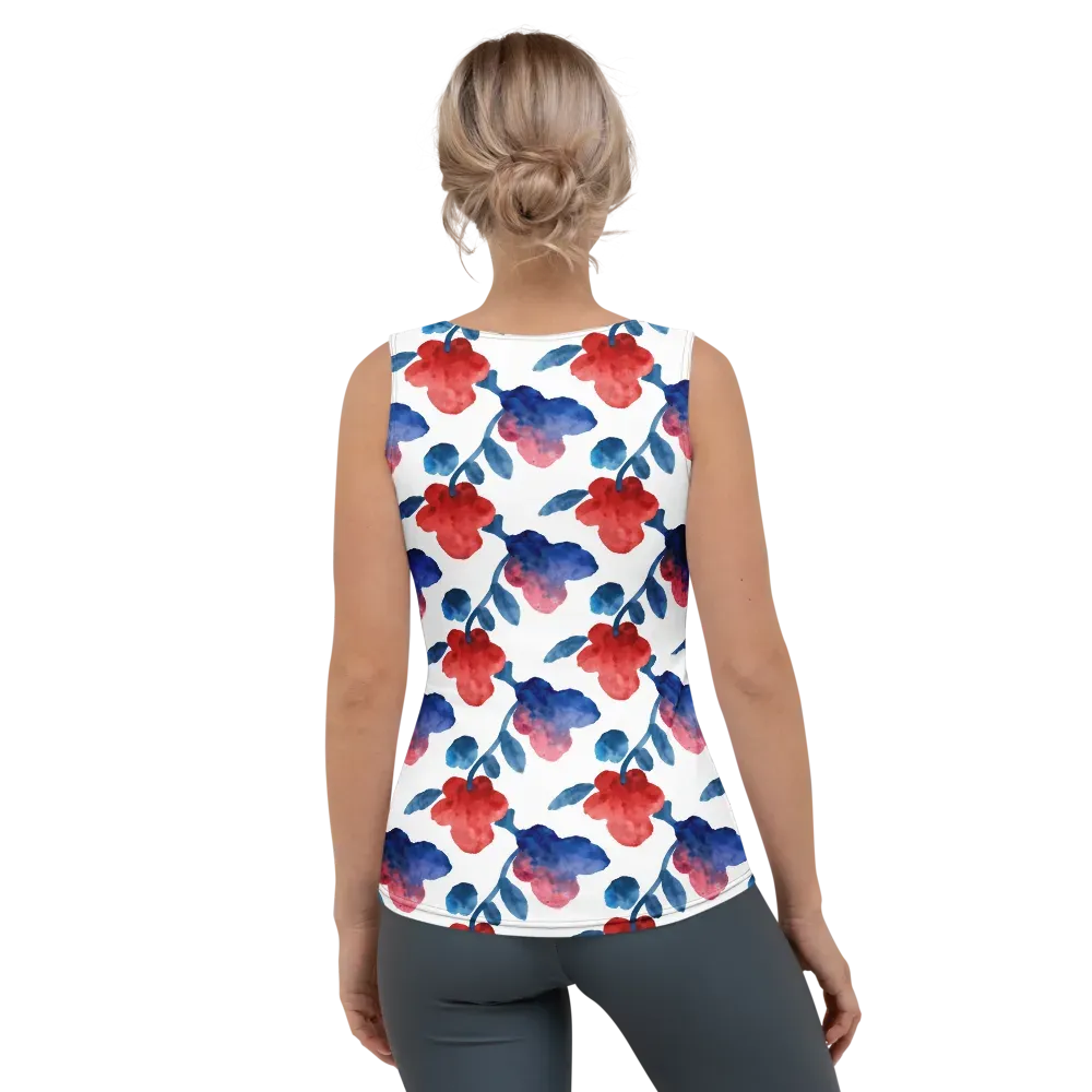 Blue Bloom Reverie on Women's Tank Top — Back