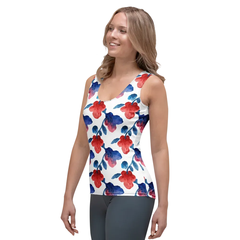 Blue Bloom Reverie on Women's Tank Top — Left Front