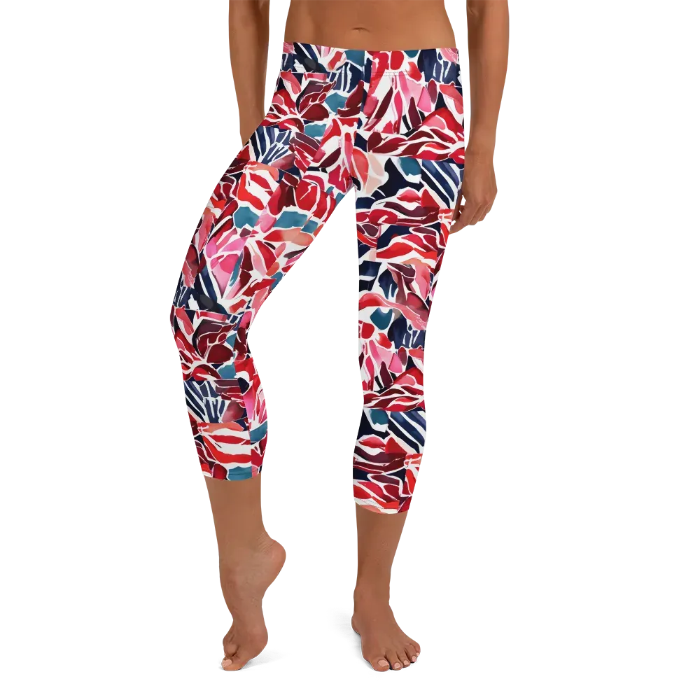 Petal Voltage on Capri Leggings — Front