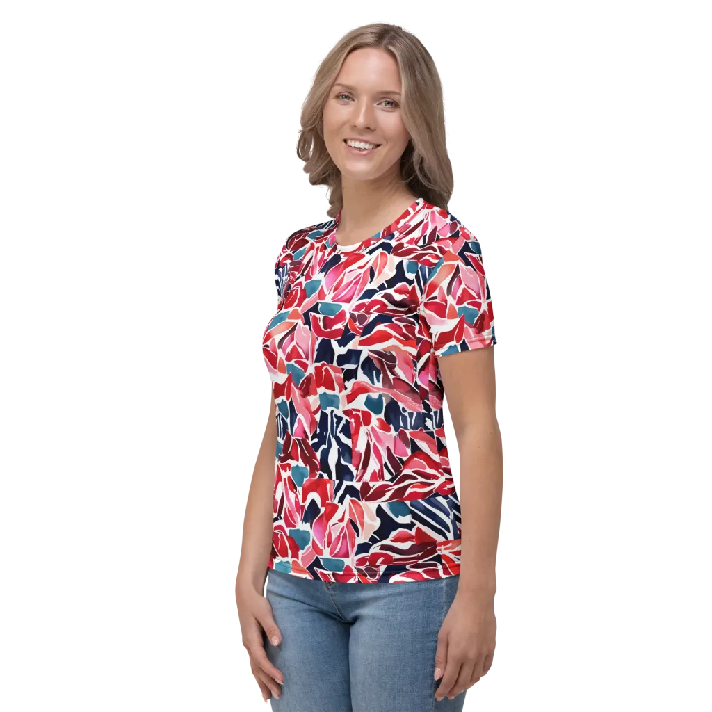 Petal Voltage on Women's Crew Neck T-Shirt — Left sleeve