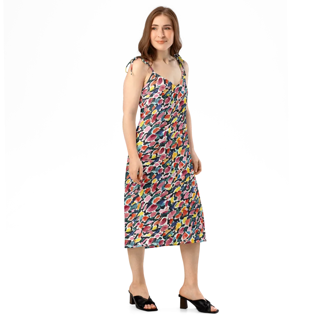 Painted Velocity on Slip Dress — Right Front