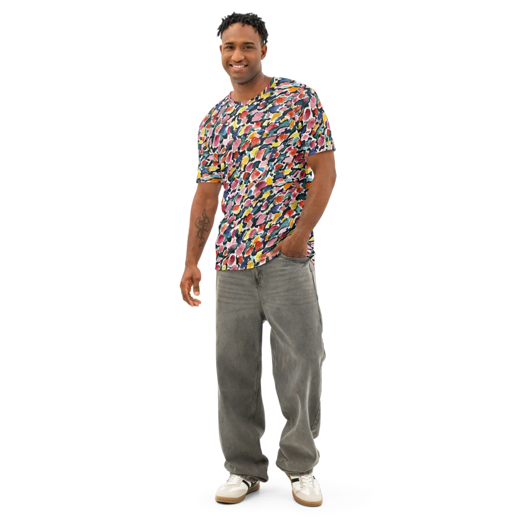 Painted Velocity on Men's Cotton Crew Neck T-Shirt — Front