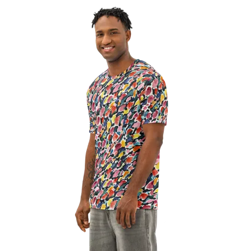 Painted Velocity on a Men's Cotton Crew Neck T-Shirt