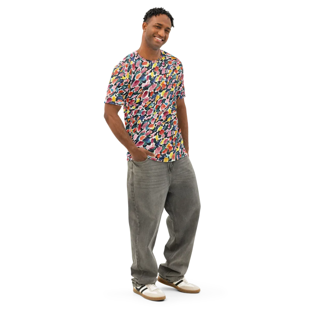 Painted Velocity on Men's Cotton Crew Neck T-Shirt — Right Front