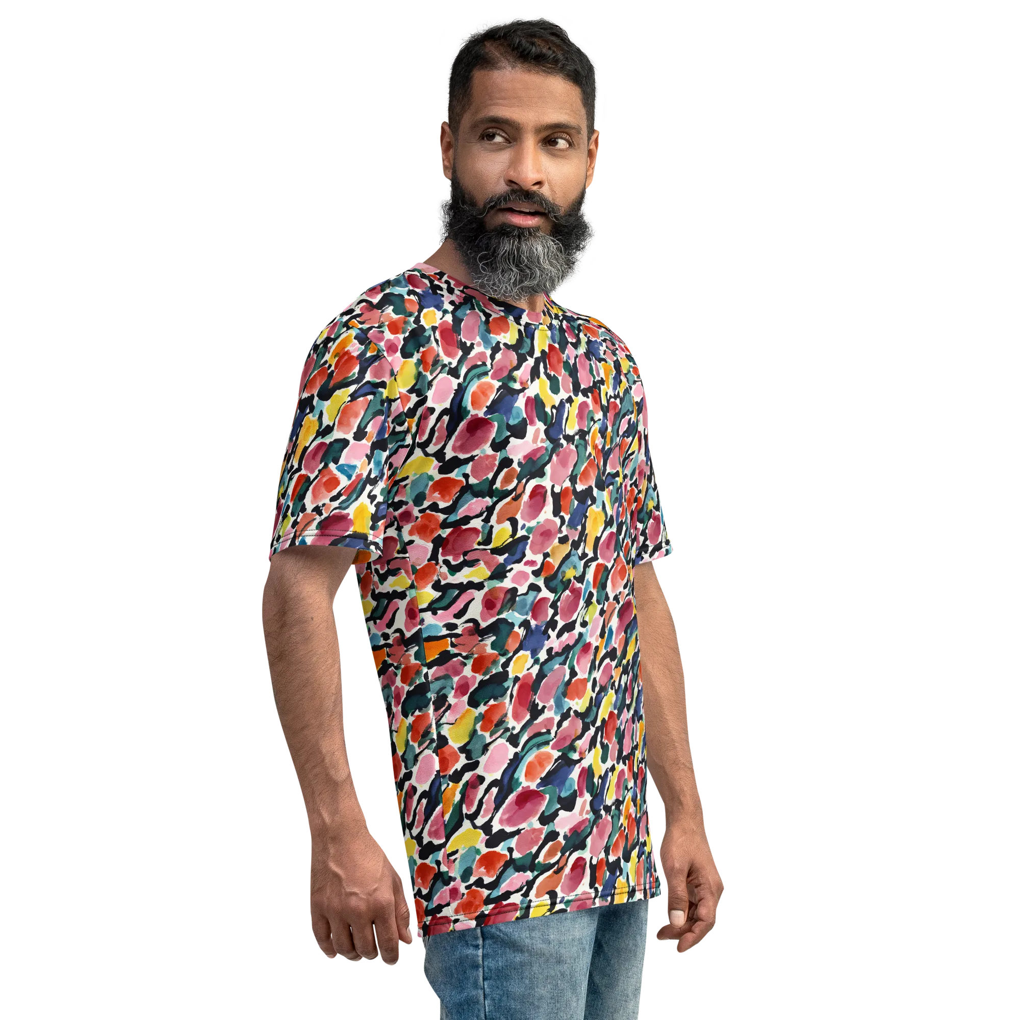 Painted Velocity on Men's Crew Neck T-Shirt — Right sleeve