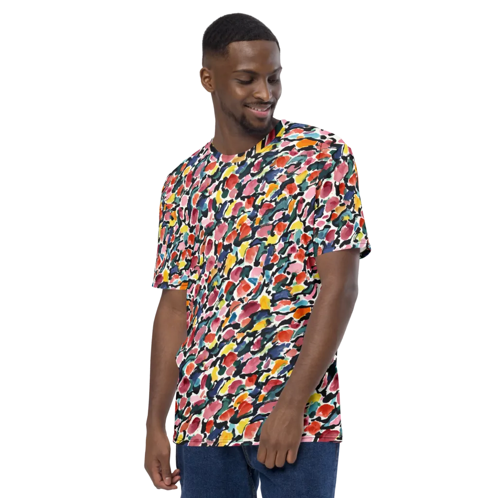 Painted Velocity on Men's Crew Neck T-Shirt — Left sleeve