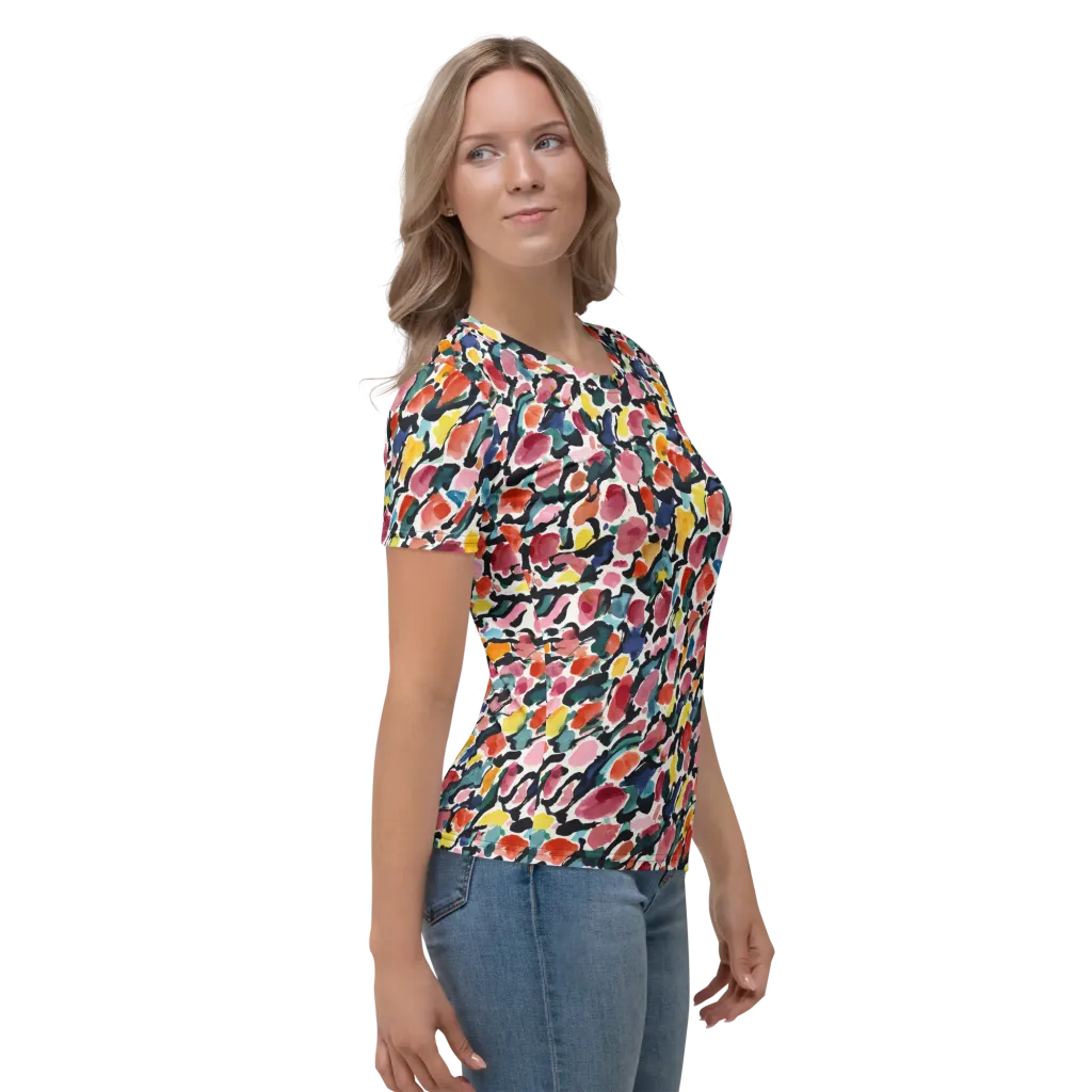 Painted Velocity on Women's Crew Neck T-Shirt — Right sleeve