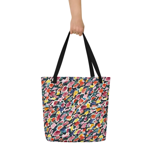 Painted Velocity on a Large Tote Bag W/ Pocket